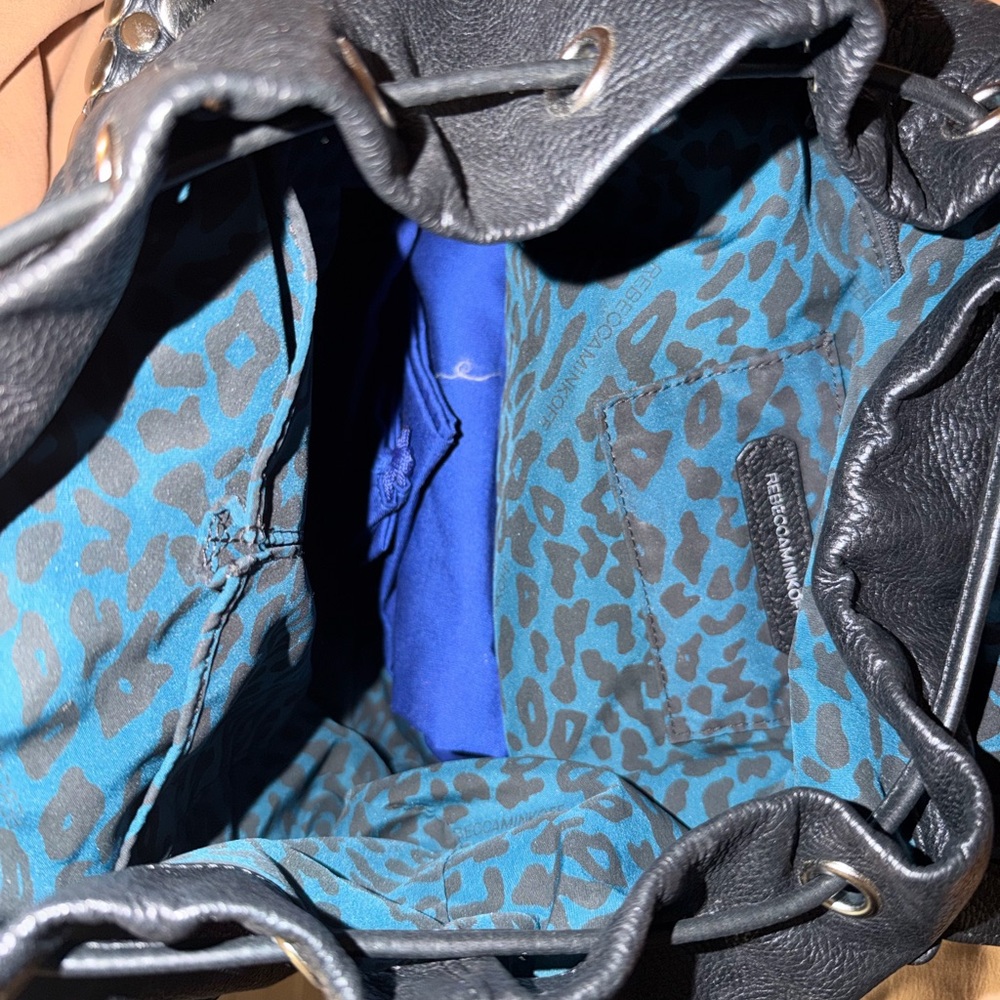 Rebecca Minkoff Black Leather Backpack with Silver Accents - Picture 5 of 5